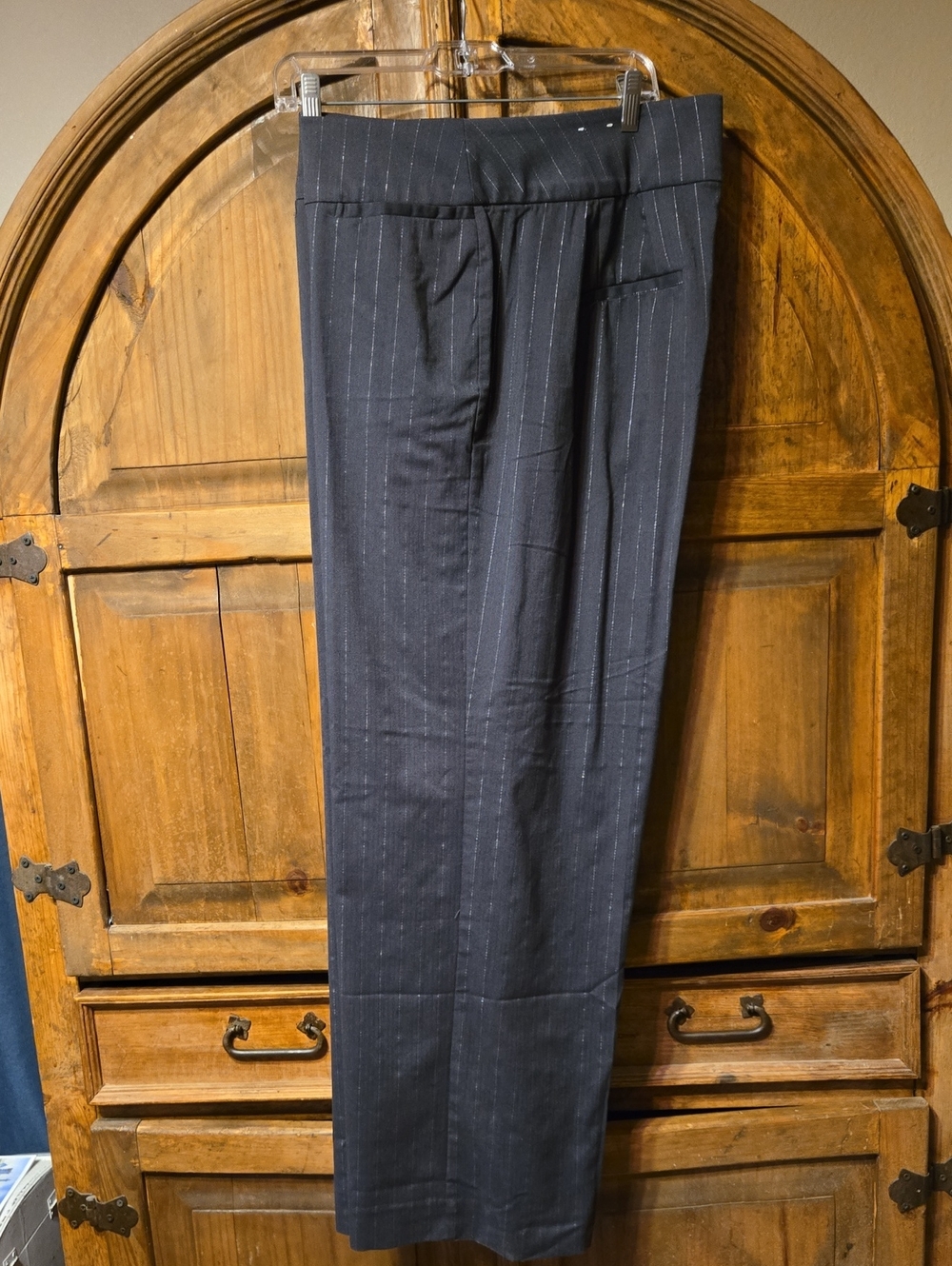 Lane Bryant Gray With Silver Pinstripe Wide Leg Trousers